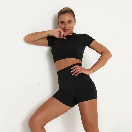 Sports Short Sleeve Top and Shorts Set